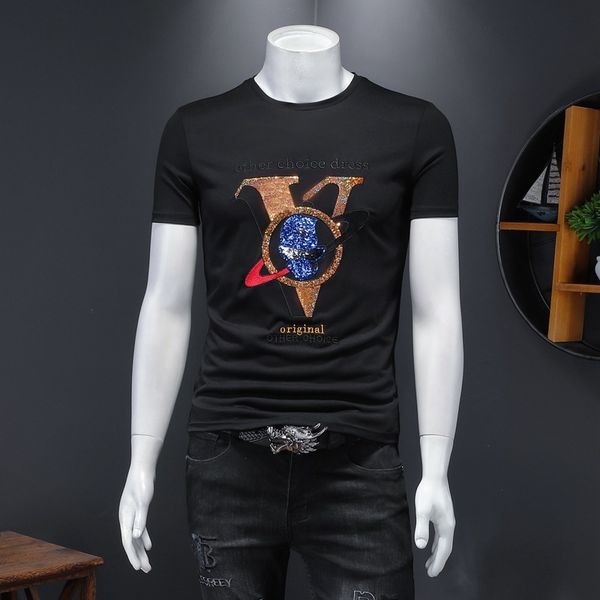 fashion t shirts 2021 summer men's short sleeve mercerized cotton fabric sequin casual loose embroidery half, White;black
fashion t shirts 2021 summer men's short sleeve mercerized cotton fabric sequin casual loose embroidery half, White;black