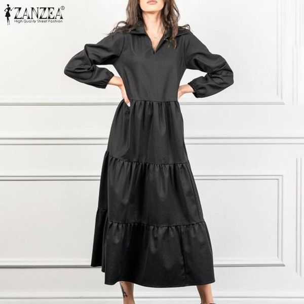 fashion solid ruffle dress women's spring sundress zanzea 2021 casual puff sleeve midi vestidos female v neck robe oversized 5xl dresse, Black;gray
fashion solid ruffle dress women's spring sundress zanzea 2021 casual puff sleeve midi vestidos female v neck robe oversized 5xl dresse, Black;gray
