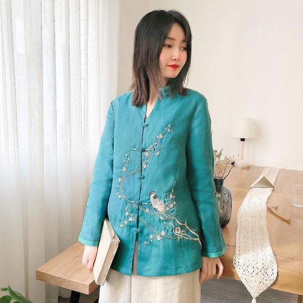 women's spring linen tang suit blouse long sleeve embroidered chinese shirt patchwork ethnic clothing, Red
women's spring linen tang suit blouse long sleeve embroidered chinese shirt patchwork ethnic clothing, Red