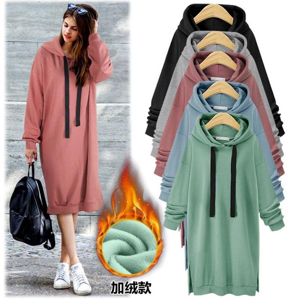 women's hoodies & sweatshirts woman plus size autumn winter warm long sleeve pullover hoodie female casual hooded sweatshirt dresses, Black
women's hoodies & sweatshirts woman plus size autumn winter warm long sleeve pullover hoodie female casual hooded sweatshirt dresses, Black