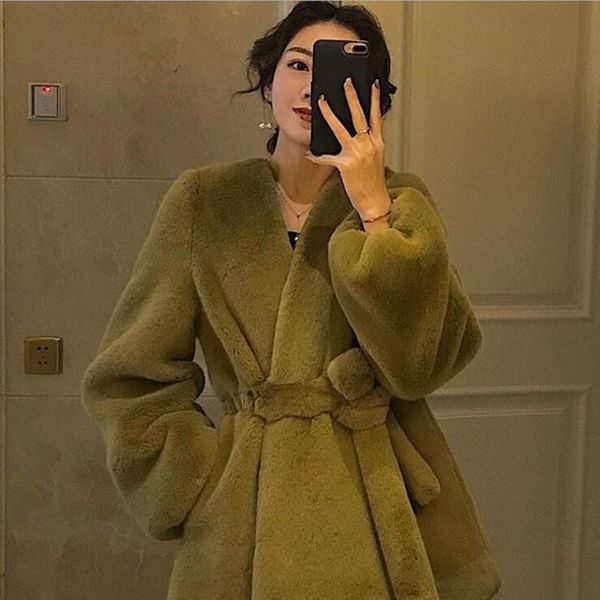 women's fur & faux rex coat loose lace-up waist winter wear thick plush down mink, Black
women's fur & faux rex coat loose lace-up waist winter wear thick plush down mink, Black