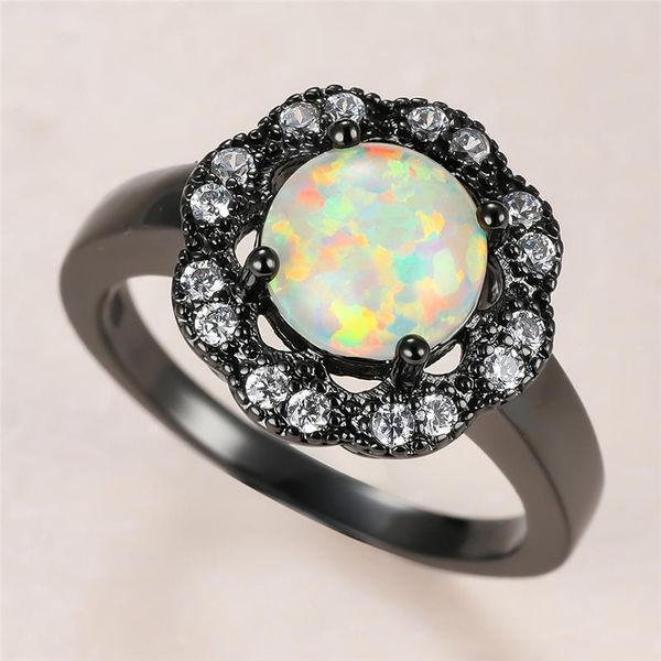 luxury female white round opal ring charm 14kt black gold wedding rings for women cute bride crystal flower engagement, Slivery;golden
luxury female white round opal ring charm 14kt black gold wedding rings for women cute bride crystal flower engagement, Slivery;golden