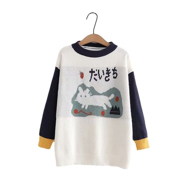 harajuku fashion kawaii women sweater japanese cute cartoon cat knitted pullover female jumper vintage crew neck knitwear, White;black
harajuku fashion kawaii women sweater japanese cute cartoon cat knitted pullover female jumper vintage crew neck knitwear, White;black
