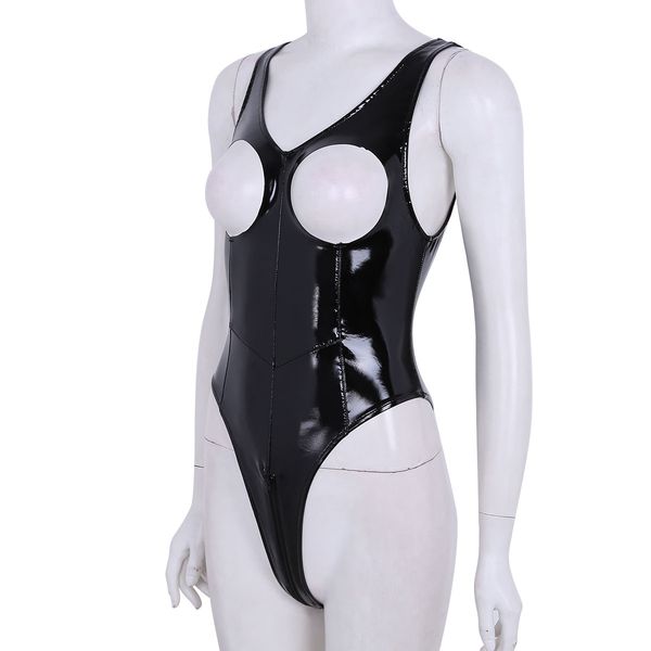 women wetlook leather high cut thong body lingerie porno hollow out bust zip open crotch teddy bodysuit club shiny latex catsuit, Black;white
women wetlook leather high cut thong body lingerie porno hollow out bust zip open crotch teddy bodysuit club shiny latex catsuit, Black;white