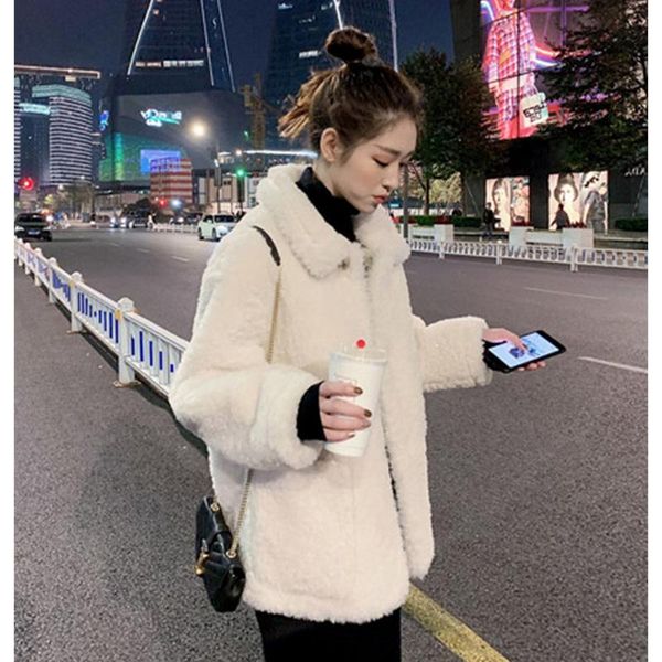 women's fur & faux fashion lamb wool coat female furry cover winter clothes ladies jacket white thick padded plush, Black
women's fur & faux fashion lamb wool coat female furry cover winter clothes ladies jacket white thick padded plush, Black