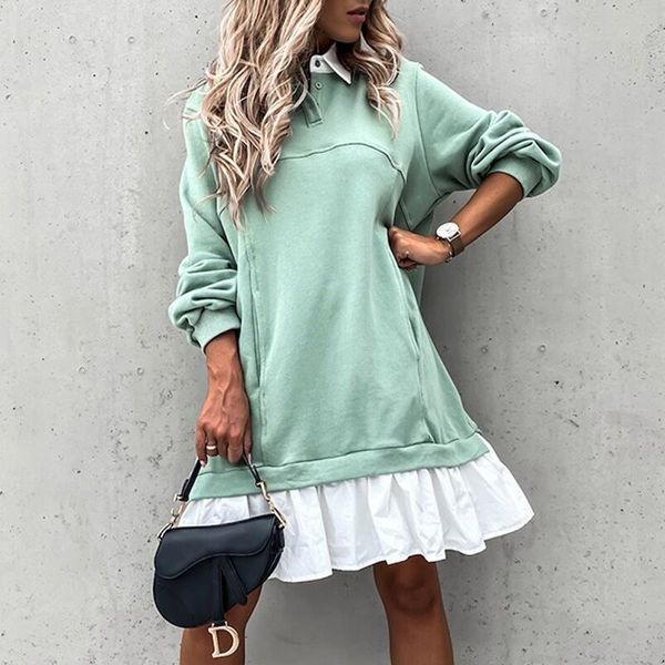 casual dresses solid patchwork a line dress women elegant long sleeve lapel pleated 2021 autumn vintage pocket ruffles vestidos, Black;gray
casual dresses solid patchwork a line dress women elegant long sleeve lapel pleated 2021 autumn vintage pocket ruffles vestidos, Black;gray