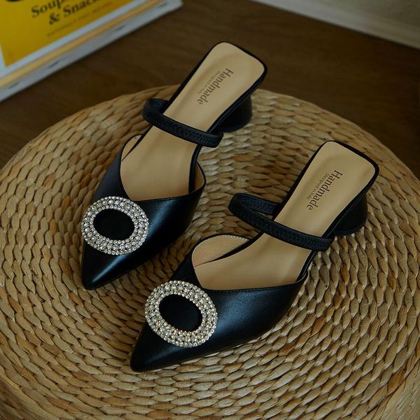 summer high heels shoes slingbacks crystal decoration pointed toe women mules slippers party night club casual woman, Black
summer high heels shoes slingbacks crystal decoration pointed toe women mules slippers party night club casual woman, Black