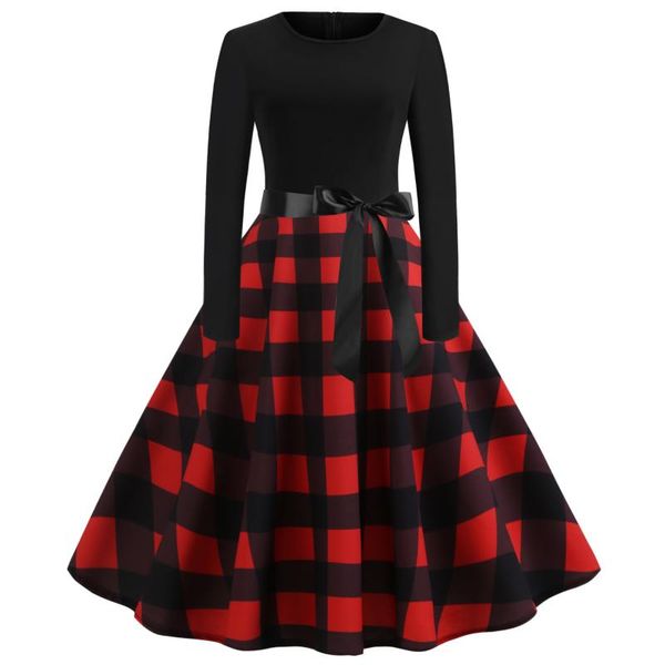 casual dresses plaid print vintage dress women 2021 christmas robe femme plus size elegant party long sleeve vestidos, Black;gray
casual dresses plaid print vintage dress women 2021 christmas robe femme plus size elegant party long sleeve vestidos, Black;gray