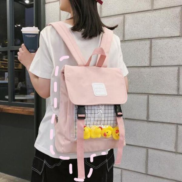 transparent cover women schoolbag ladies shoulder bag lapbackpack travel school mochila bags
transparent cover women schoolbag ladies shoulder bag lapbackpack travel school mochila bags