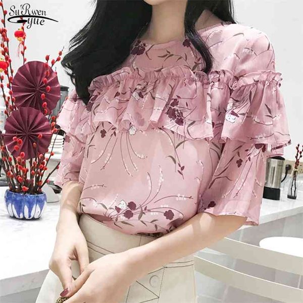 blusas summer short sleeve female print chiffon blouse ruffles elegant o-neck shirt women casual chic clothing 10036 210421, White
blusas summer short sleeve female print chiffon blouse ruffles elegant o-neck shirt women casual chic clothing 10036 210421, White
