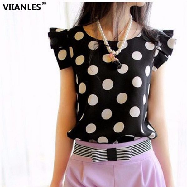 chiffon blouse elegant polka dot blouses summer fashion o-neck women female sweet white shirt casual black x0521
chiffon blouse elegant polka dot blouses summer fashion o-neck women female sweet white shirt casual black x0521