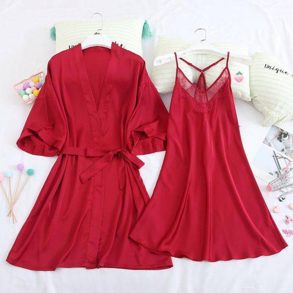 women's sleepwear women nightgown summer nighty&robe set burgundy wedding robe v-neck lace nightdress casual silky kimono bathrobe, Black;red
women's sleepwear women nightgown summer nighty&robe set burgundy wedding robe v-neck lace nightdress casual silky kimono bathrobe, Black;red