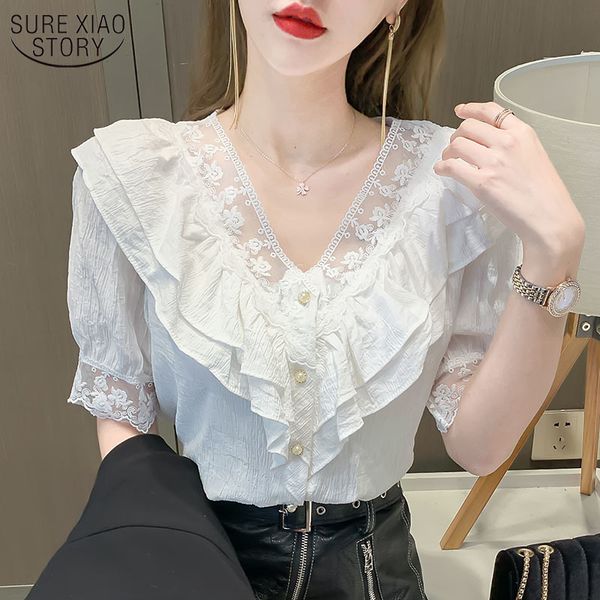 summer v-neck single breasted women blouse stitching lace embroidered chiffon elegant female blusas 13909 210508, White
summer v-neck single breasted women blouse stitching lace embroidered chiffon elegant female blusas 13909 210508, White