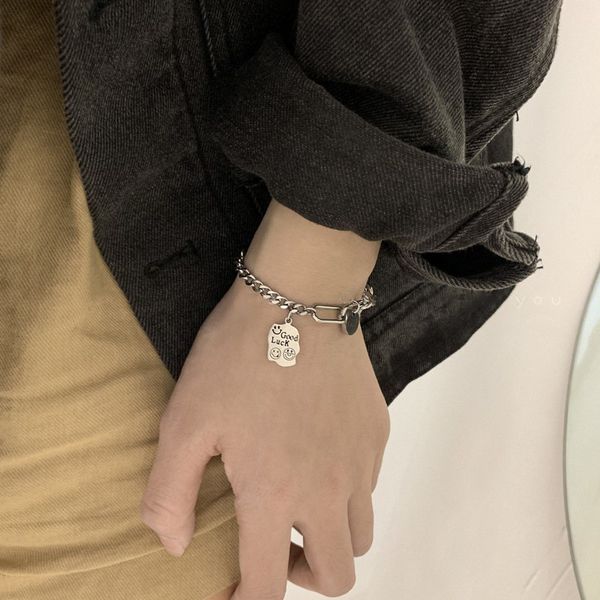 titanium steel smiling face bracelet women's geometric irregular square brand pendant bracelet fashion niche design simple bracelet, Black
titanium steel smiling face bracelet women's geometric irregular square brand pendant bracelet fashion niche design simple bracelet, Black