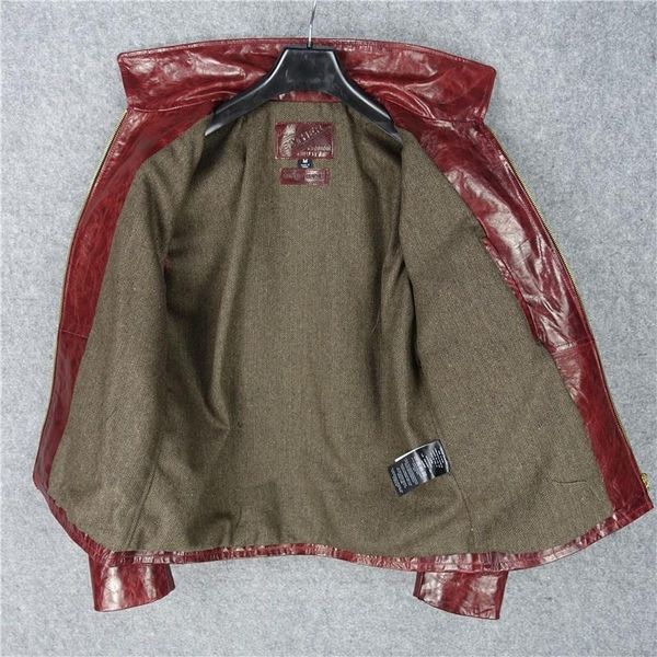 men's leather & faux natural vintage wine red motorcycle jacket men autumn long sleeve cowboy outerwear slim genuine sheepskin coats, Black
men's leather & faux natural vintage wine red motorcycle jacket men autumn long sleeve cowboy outerwear slim genuine sheepskin coats, Black