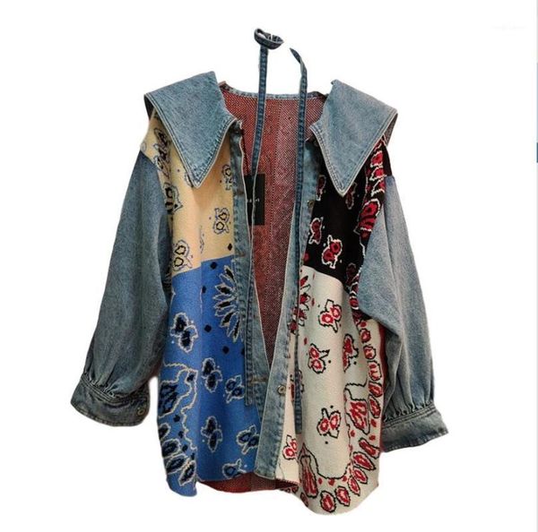 women's jackets 2021 autumn knitted shirt navy collar printing contrast stitching denim mid-length cardigan, Black;brown
women's jackets 2021 autumn knitted shirt navy collar printing contrast stitching denim mid-length cardigan, Black;brown