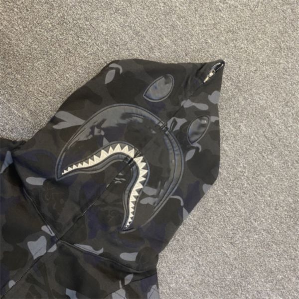 men's casual camouflage paneled hoodies sweatshirt bathing ape cardigan hip hop letters long sleeve shark print women men couples hoode, Black
men's casual camouflage paneled hoodies sweatshirt bathing ape cardigan hip hop letters long sleeve shark print women men couples hoode, Black