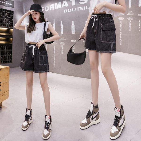 women's shorts denim 2021 spring and summer new large 200 jin fat mm can wear high waist loose a-line pants, White;black
women's shorts denim 2021 spring and summer new large 200 jin fat mm can wear high waist loose a-line pants, White;black