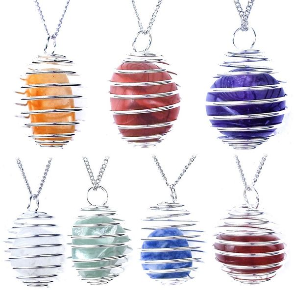 7 chakra stones necklaces gemstone energy healing crystal pendants necklace fashion jewelry gift, Silver
7 chakra stones necklaces gemstone energy healing crystal pendants necklace fashion jewelry gift, Silver