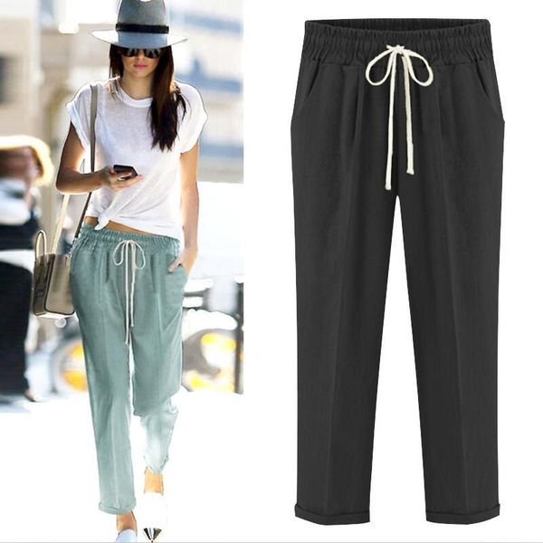 women's pants & capris autumn 2021 solid elastic waist linen cotton women loose casual summer -2xl full length trousers, Black;white
women's pants & capris autumn 2021 solid elastic waist linen cotton women loose casual summer -2xl full length trousers, Black;white