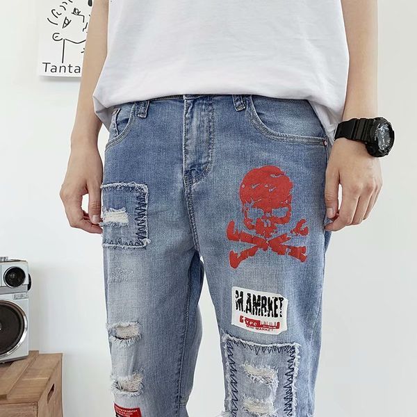 and men's jeans spring summer stretch korean slim wear versatile small feet fashion casual pants, Blue
and men's jeans spring summer stretch korean slim wear versatile small feet fashion casual pants, Blue