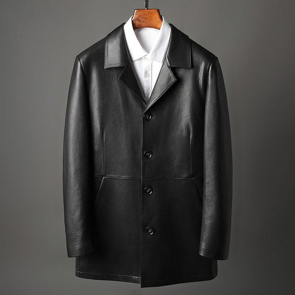 men's leather & faux autumn and winter genuine clothes mens long type goat skin deer pattern coat business casual jacket, Black
men's leather & faux autumn and winter genuine clothes mens long type goat skin deer pattern coat business casual jacket, Black