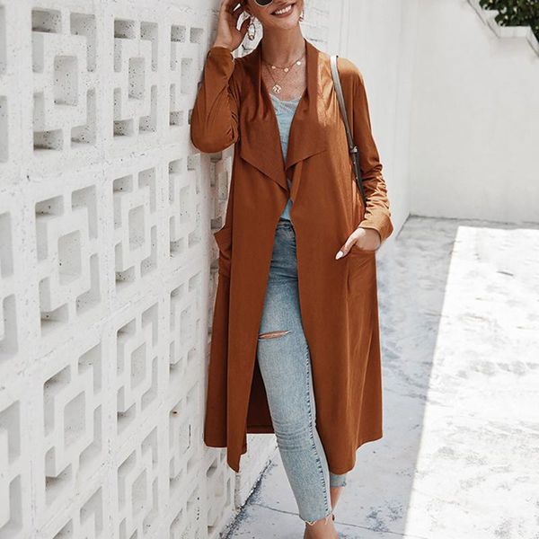 autumn coat women clothing ladies winter solid color long-sleeve casual loose with pockets abrigo mujer women's trench coats, Tan;black
autumn coat women clothing ladies winter solid color long-sleeve casual loose with pockets abrigo mujer women's trench coats, Tan;black