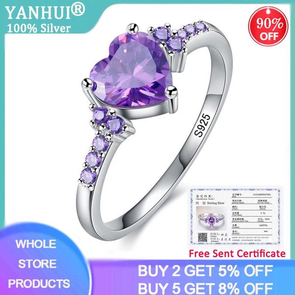 cluster rings yanhui with certificate purple zircon crystal ring for women lovely heart shape 925 silver jewelry romantic valentine's d, Golden;silver
cluster rings yanhui with certificate purple zircon crystal ring for women lovely heart shape 925 silver jewelry romantic valentine's d, Golden;silver
