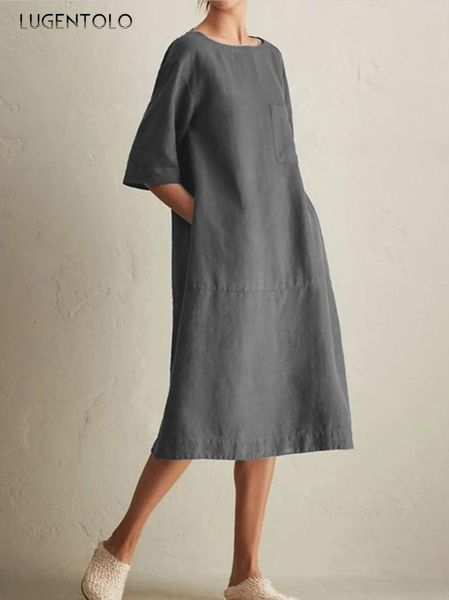 casual dresses women loose dress round neck half sleeve summer female fashion simple thin street mid lugentolo, Black;gray
casual dresses women loose dress round neck half sleeve summer female fashion simple thin street mid lugentolo, Black;gray