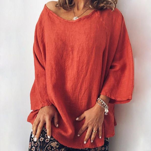 women long sleeve o-neck t-shirt autumn cotton linen t shirts casual solid loose tees women's, White
women long sleeve o-neck t-shirt autumn cotton linen t shirts casual solid loose tees women's, White