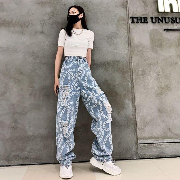 women's jeans dasswei high waist hole for women 2021 printed denim long loose straight trousers fashion streetwear pants femme plus siz, Blue
women's jeans dasswei high waist hole for women 2021 printed denim long loose straight trousers fashion streetwear pants femme plus siz, Blue