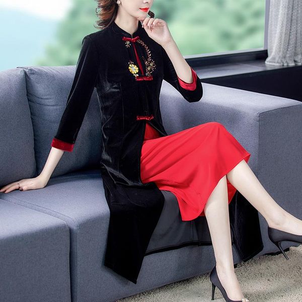 casual dresses coigarsam women dress autumn 2021 chinese style office lady cheongsam long sleeve solid embroidery stand neck black, Black;gray
casual dresses coigarsam women dress autumn 2021 chinese style office lady cheongsam long sleeve solid embroidery stand neck black, Black;gray
