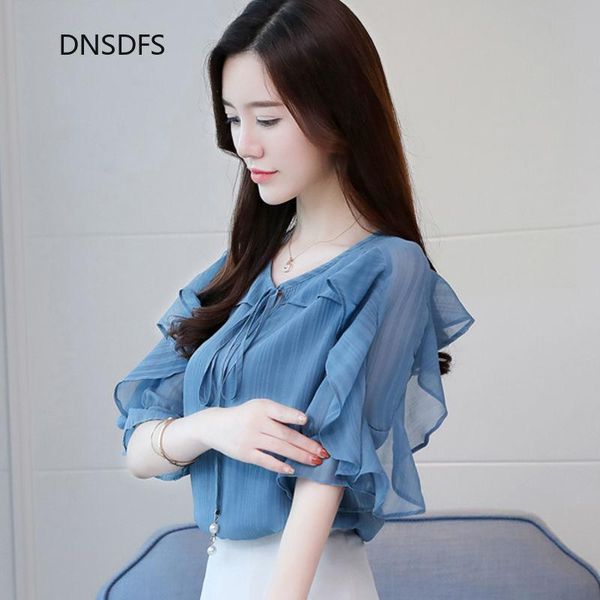 women's blouses & shirts summer sweet korean ladies fashion ruffle half sleeve chiffon shirt simple bow tie office blouse women blusas, White
women's blouses & shirts summer sweet korean ladies fashion ruffle half sleeve chiffon shirt simple bow tie office blouse women blusas, White