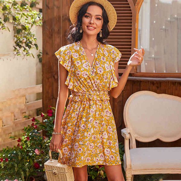 spring new butterfly sleeve print dress women sweet ruffles v neck floral dress for woman summer fashion short dress 210413, Black;gray
spring new butterfly sleeve print dress women sweet ruffles v neck floral dress for woman summer fashion short dress 210413, Black;gray