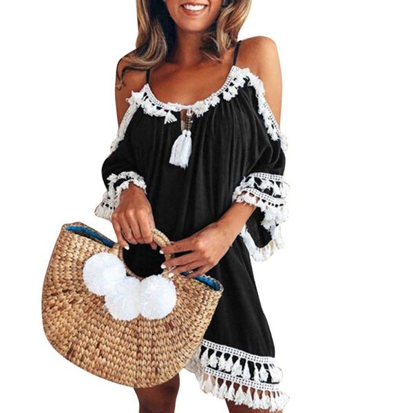 casual dresses women off shoulder mini dress elegant tassel short cocktail party beach sundress lace beachwear tunic vestido, Black;gray
casual dresses women off shoulder mini dress elegant tassel short cocktail party beach sundress lace beachwear tunic vestido, Black;gray