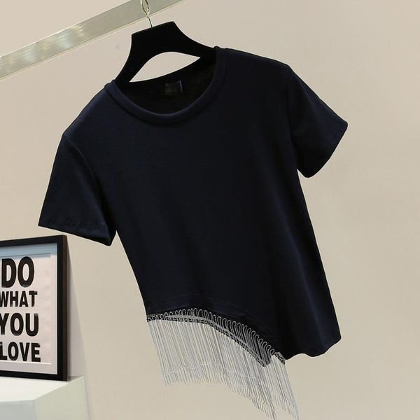 summer loose slim solid tassel beading patchwork casual o neck t shirt for women 210421, White
summer loose slim solid tassel beading patchwork casual o neck t shirt for women 210421, White