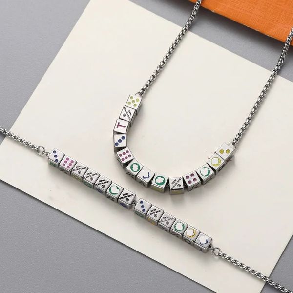 designer luxury dice square necklace bracelet titanium steel lucky couple gift, Silver
designer luxury dice square necklace bracelet titanium steel lucky couple gift, Silver
