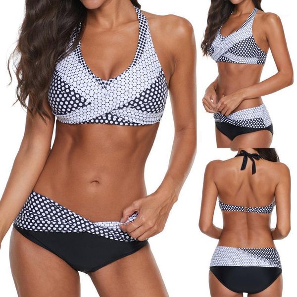 women's swimwear #h30 polka dots print push up bikini 2021 two piece swimsuit women high waist set plus size beach bathing suit, White;black
women's swimwear #h30 polka dots print push up bikini 2021 two piece swimsuit women high waist set plus size beach bathing suit, White;black