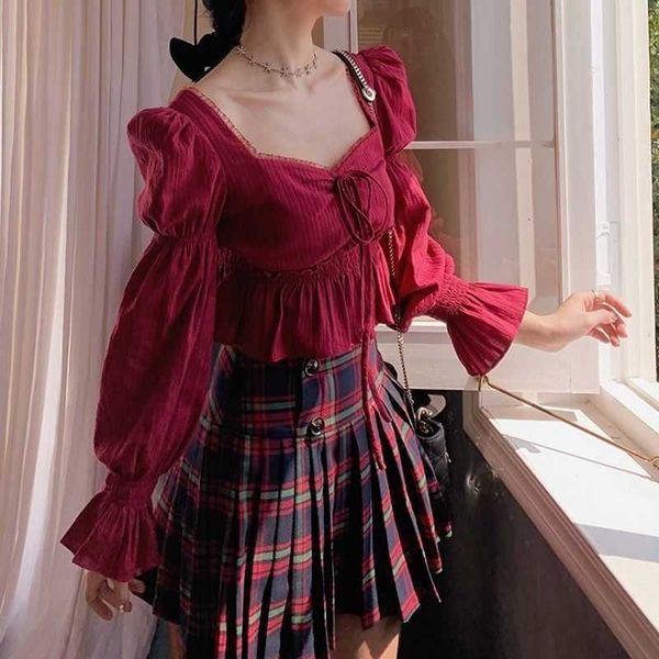 women's blouses & shirts blouses bandage blouse and women long sleeve square collar solid evening vintage females korea style elegant, White
women's blouses & shirts blouses bandage blouse and women long sleeve square collar solid evening vintage females korea style elegant, White