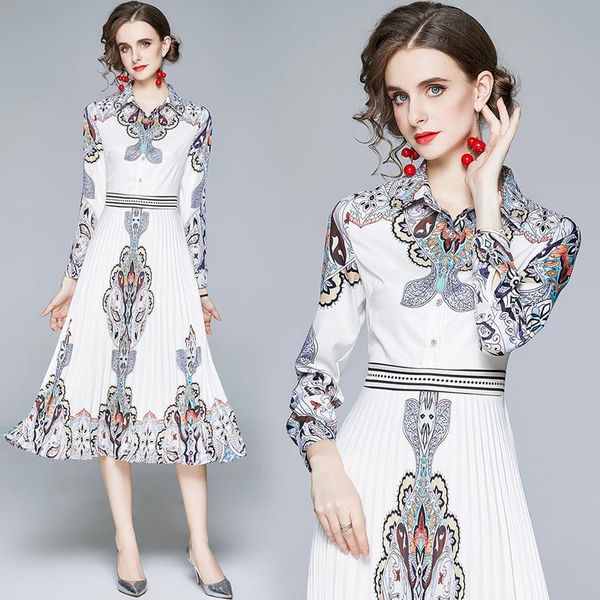 casual dresses vintage printed woman autumn shirt female elegant midi runway dress designer party knee-length pleated 2021, Black;gray
casual dresses vintage printed woman autumn shirt female elegant midi runway dress designer party knee-length pleated 2021, Black;gray