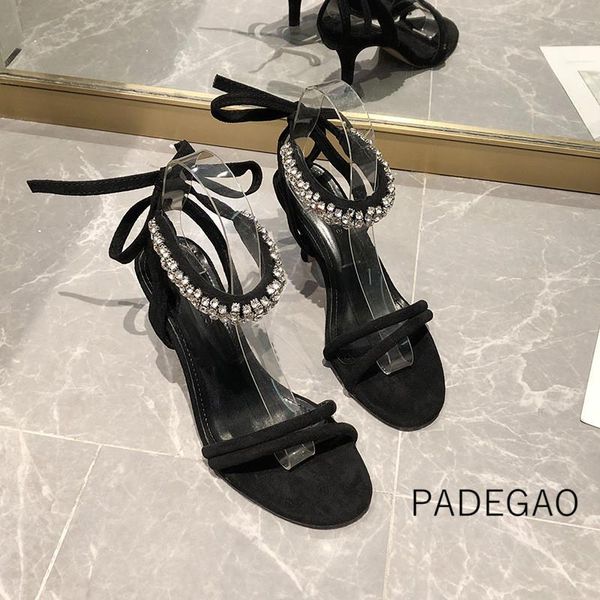 high heel 2021 women sandals black crystal bling party elegant fashion woman