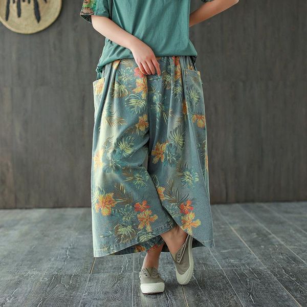 women's jeans woman cotton denim printed wide leg pants 2021 spring summer ethnic style elastic waist floral print loose casual, Blue
women's jeans woman cotton denim printed wide leg pants 2021 spring summer ethnic style elastic waist floral print loose casual, Blue