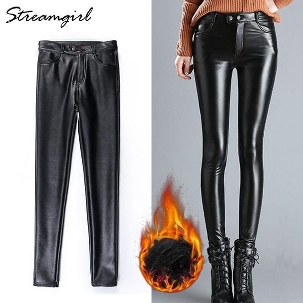 women's pants & capris faux leather women winter pu trousers stretch waist black fleece warm, Black;white
women's pants & capris faux leather women winter pu trousers stretch waist black fleece warm, Black;white