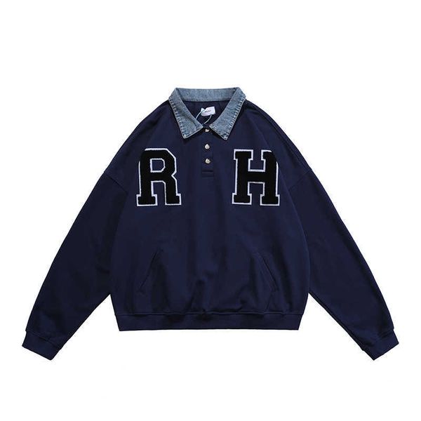 men's hoodies rhude pasted cloth towel embroidered letters high street fashion brand cowboy collar stitched loose casual sweater coat m, Black
men's hoodies rhude pasted cloth towel embroidered letters high street fashion brand cowboy collar stitched loose casual sweater coat m, Black