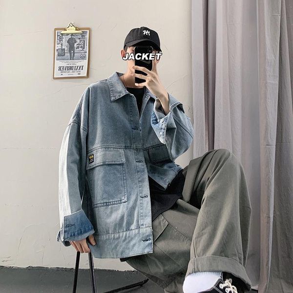 men's jackets 2021 spring and autumn youth loose solid color tooling large pocket denim jacket fashion casual coat, Black;brown
men's jackets 2021 spring and autumn youth loose solid color tooling large pocket denim jacket fashion casual coat, Black;brown