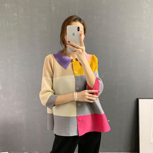 women's jackets miyake pleated cardigan coat autumn 2021 casual basic printed jacket single breasted for woman, Black;brown
women's jackets miyake pleated cardigan coat autumn 2021 casual basic printed jacket single breasted for woman, Black;brown