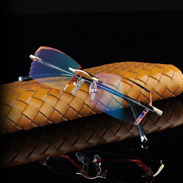 fashion sunglasses frames anti-blue diamond trimmed spectacles frame men's rimless gradient glasses, Black
fashion sunglasses frames anti-blue diamond trimmed spectacles frame men's rimless gradient glasses, Black