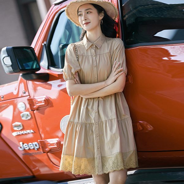 fashion 2021 stitching summer korean dress new loose lapel versatile casual bubble sleeve swing skirt, White;black
fashion 2021 stitching summer korean dress new loose lapel versatile casual bubble sleeve swing skirt, White;black