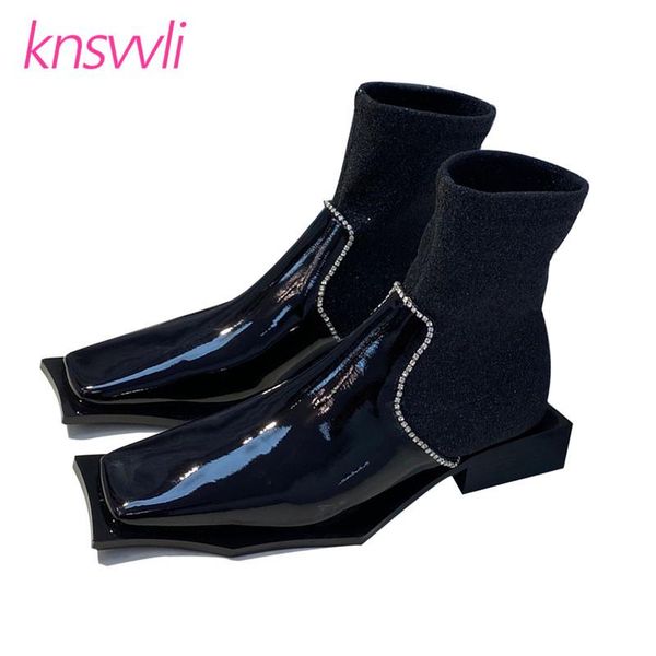 boots runway rhinestone ankle women strange soles knit woman square toe stretch sock patchwork low heel shoes, Black
boots runway rhinestone ankle women strange soles knit woman square toe stretch sock patchwork low heel shoes, Black