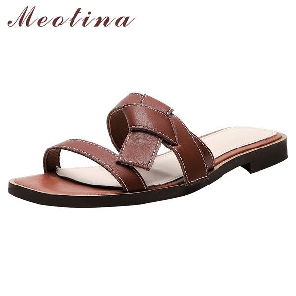 meotina leather slippers flat sandals square toe slip on shoes summer slides bow ladies beach shoes casual footwear brown 44 210520, Black
meotina leather slippers flat sandals square toe slip on shoes summer slides bow ladies beach shoes casual footwear brown 44 210520, Black
